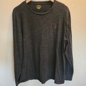 POLO RALPH LAUREN Men's Charcoal Heather Custom Slim Fit Long‎ Sleeve T-Shirt XL